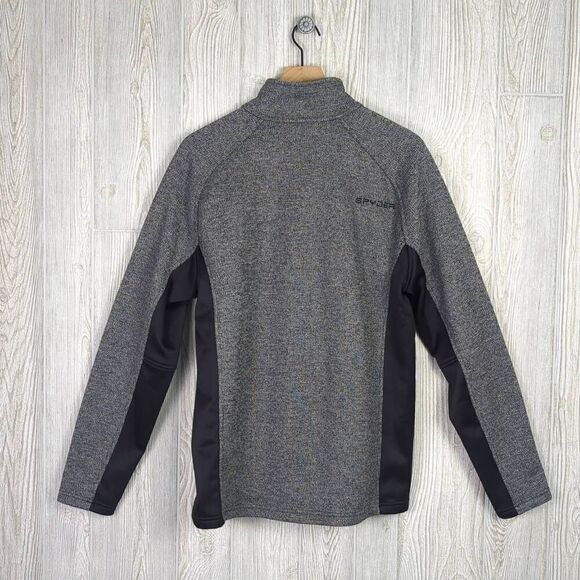 Spyder Jacket Mens Large Pullover Jacket Gray Black Marled Quarter Zip Textured - Picture 3 of 6